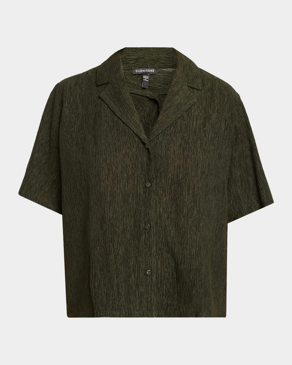 Crinkled Boxy Button-Front Shirt - 1