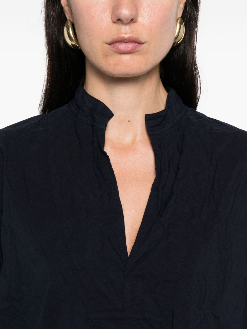 mandarin-collar cotton blouse - 5