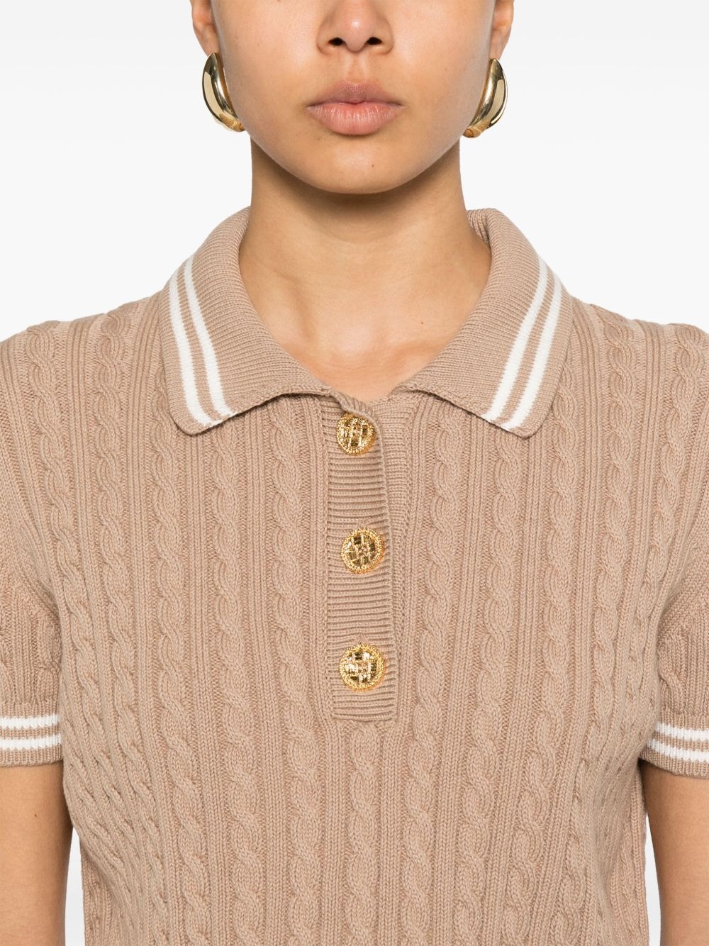 cable-knit polo shirt - 5