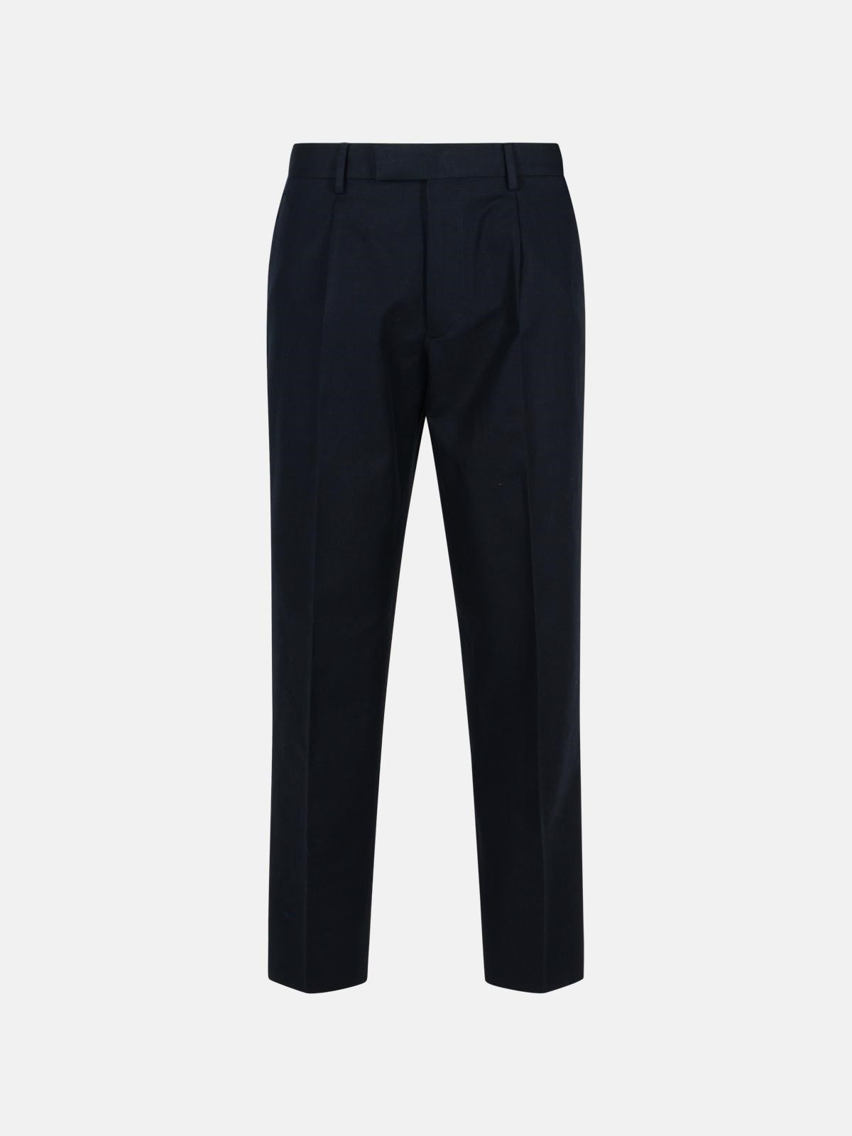 BLUE COTTON BLEND PANTS - 1