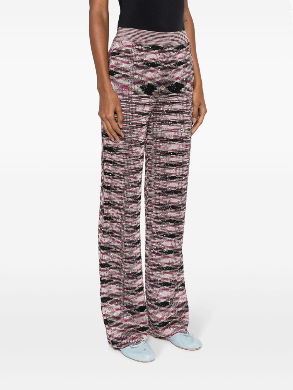 patterned intarsia-knit flared trousers - 3
