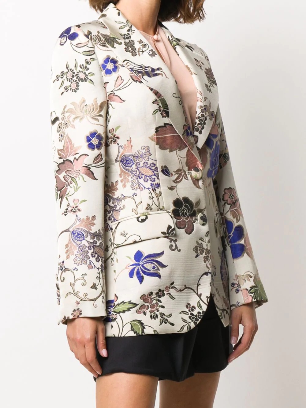 floral jacquard blazer - 3