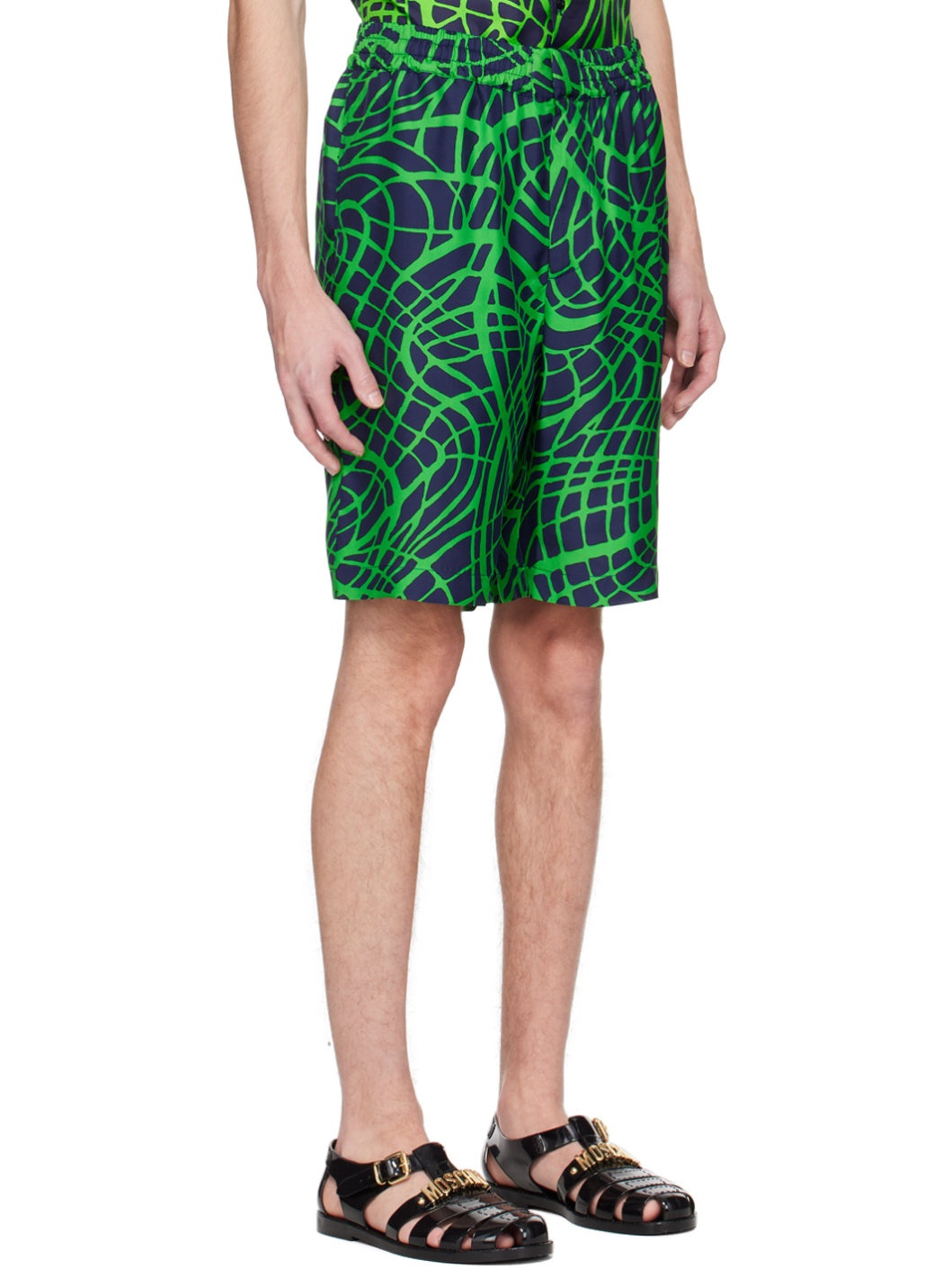 Navy & Green Wave Shorts - 2