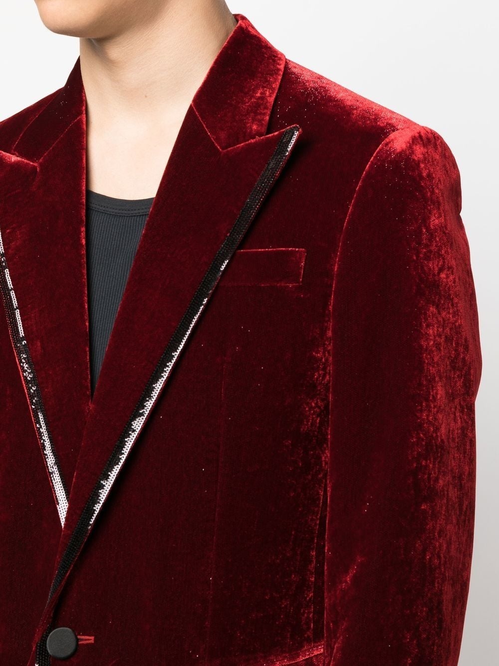 sequin-embellished velvet blazer - 5