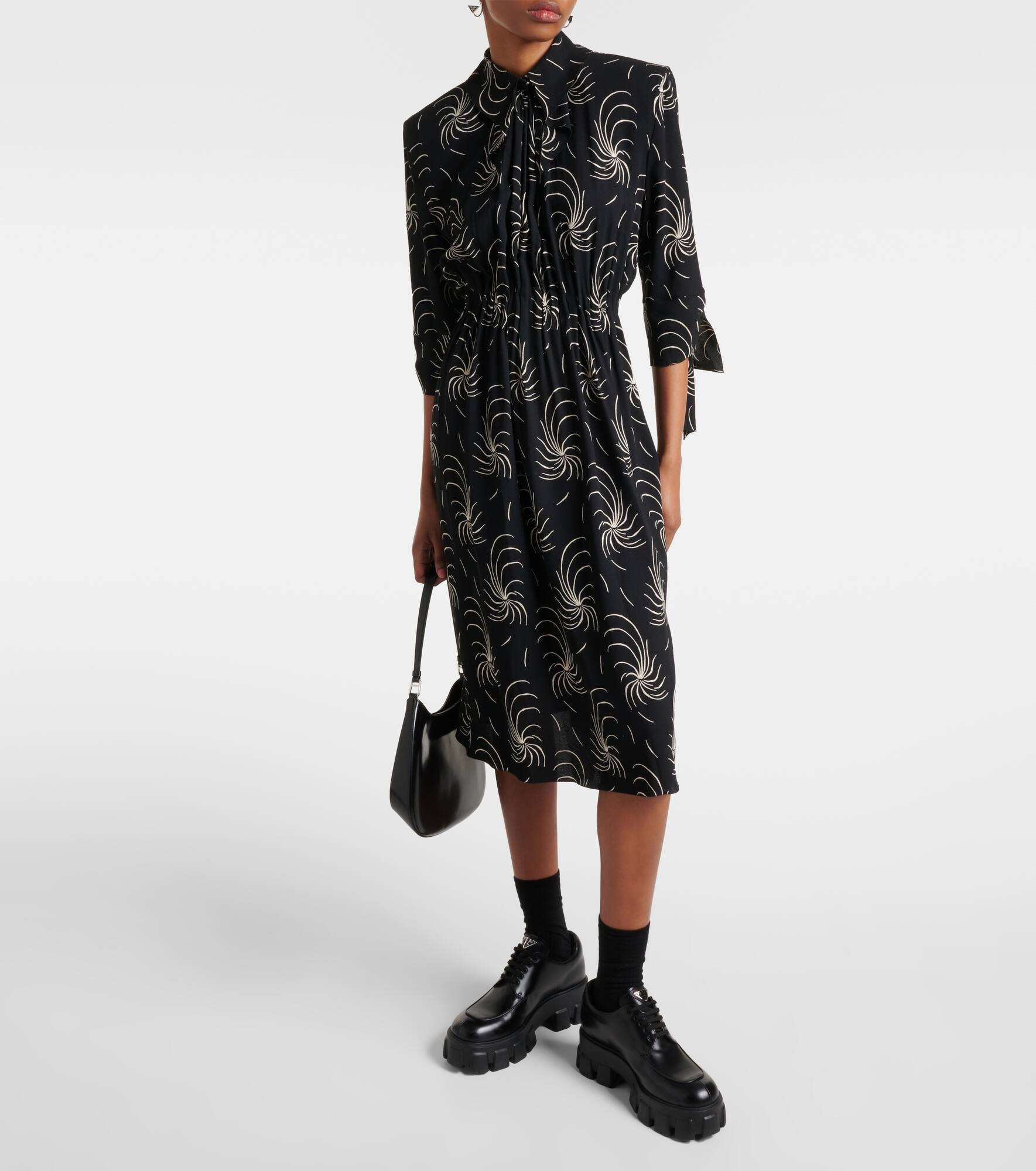 Printed ruched shirt dress - 2