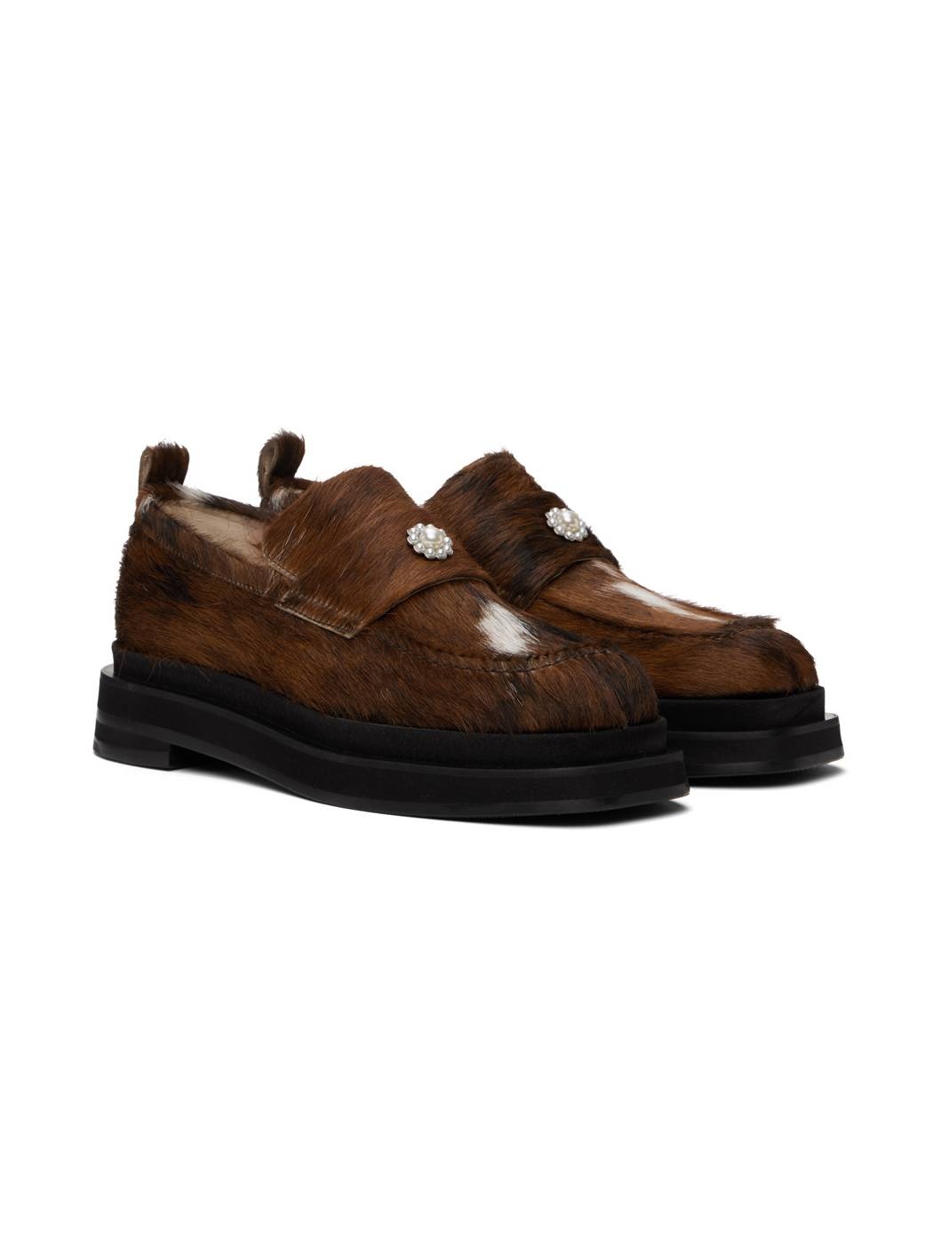 Brown Heart Toe Platform Loafers - 4