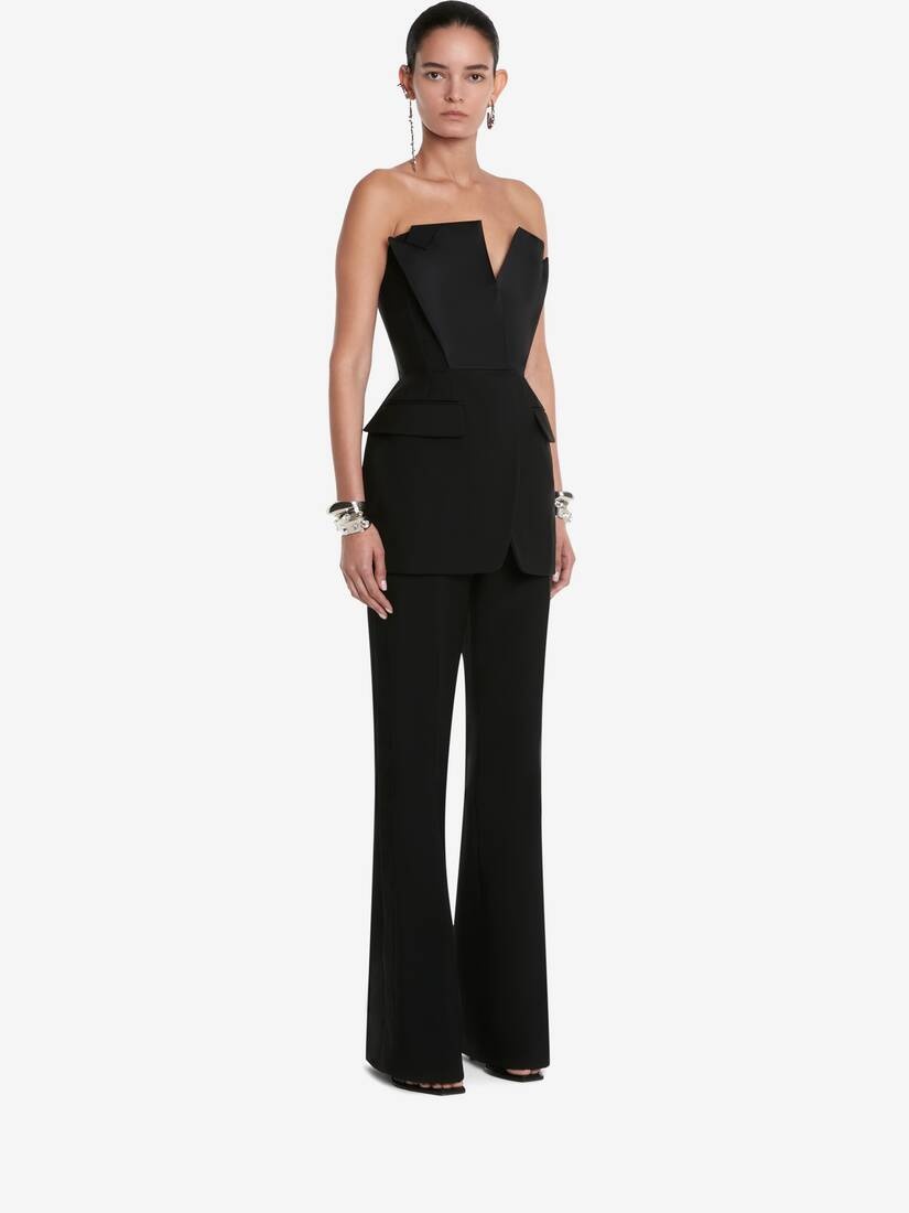 Women's Tuxedo Corset Top in Black - 3