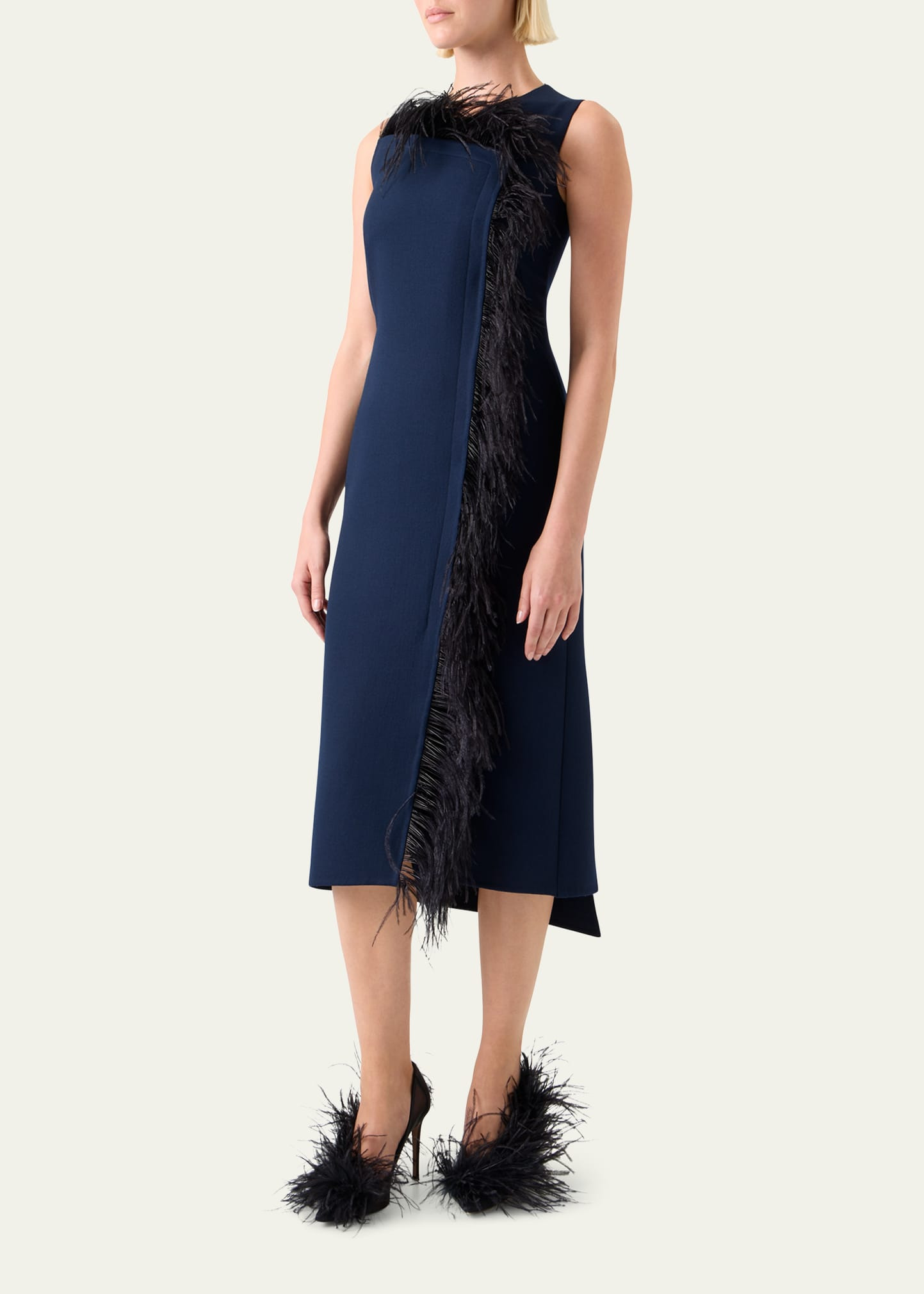 Asymmetric Double-Face Wool Midi Dress - 4