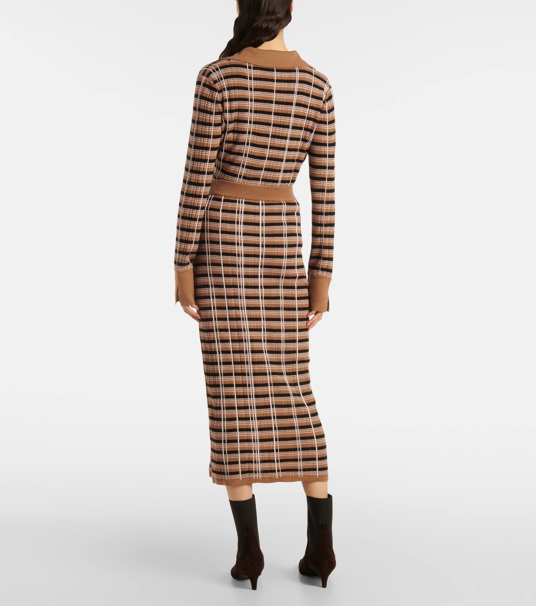 Checked wool and silk maxi skirt - 3