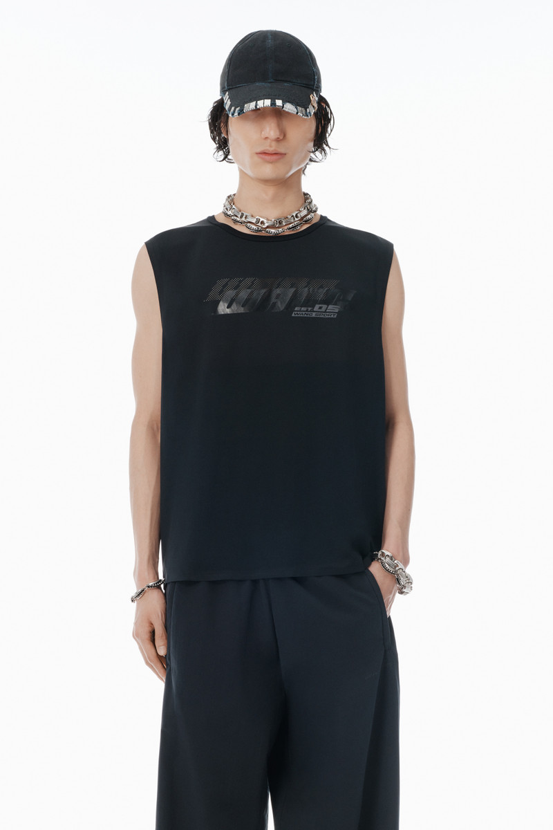 Black Laser-Cut Logo Muscle Shirt 2