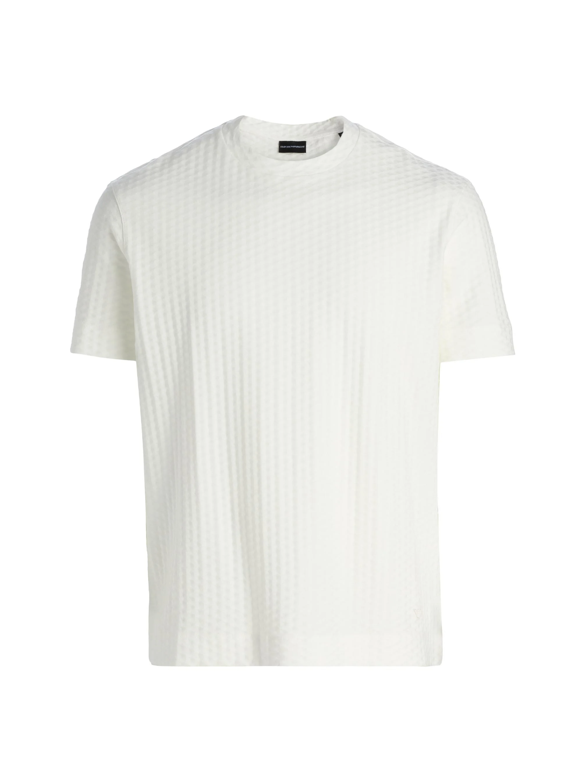 Men's Textured Geometric-Print Cotton T-Shirt - White - 1