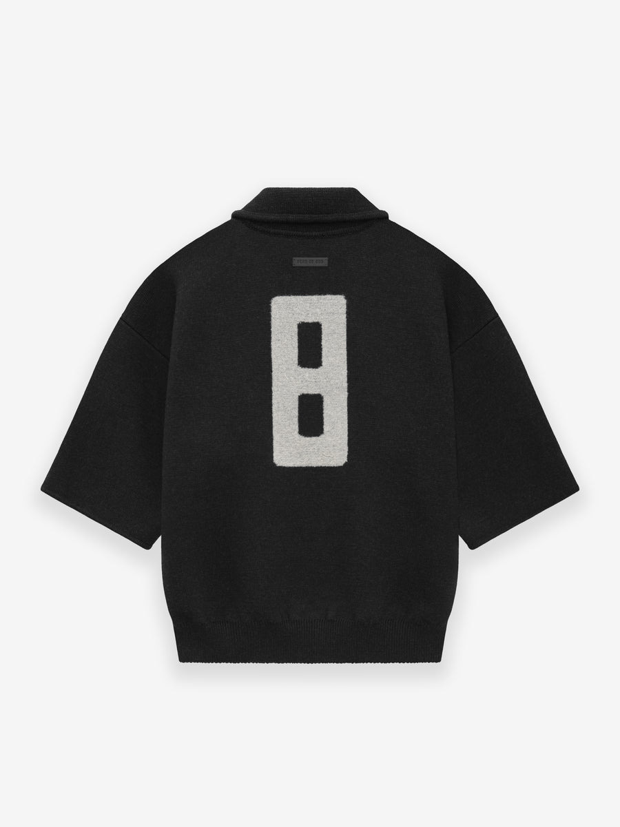 Wool 3/4 Sleeve Polo Sweater - 1