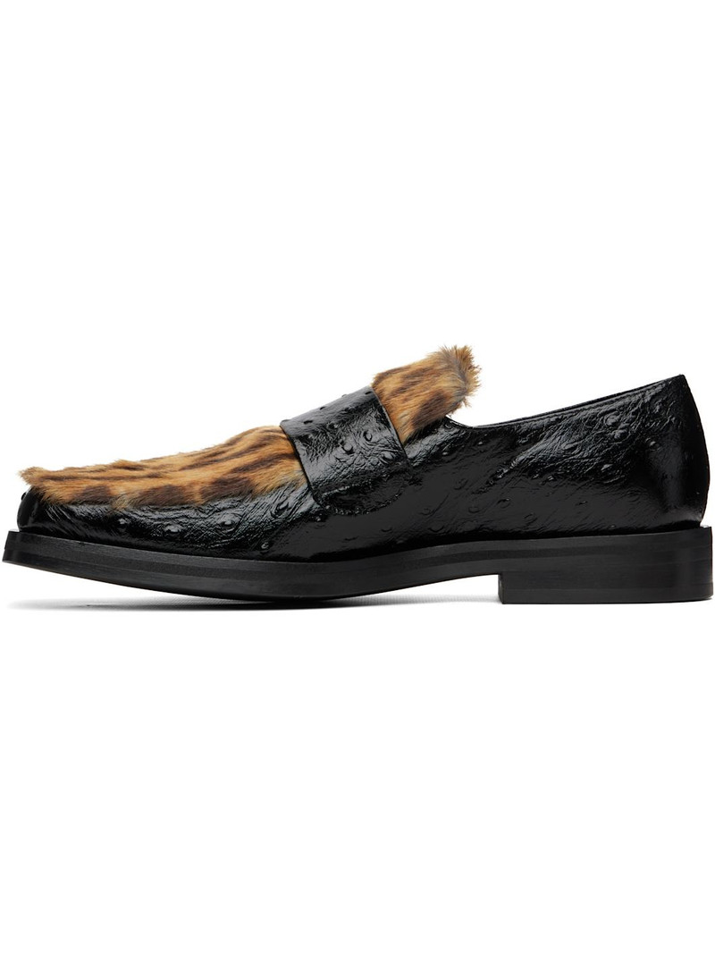 Black Champagne Cap Square Toe Loafers 3