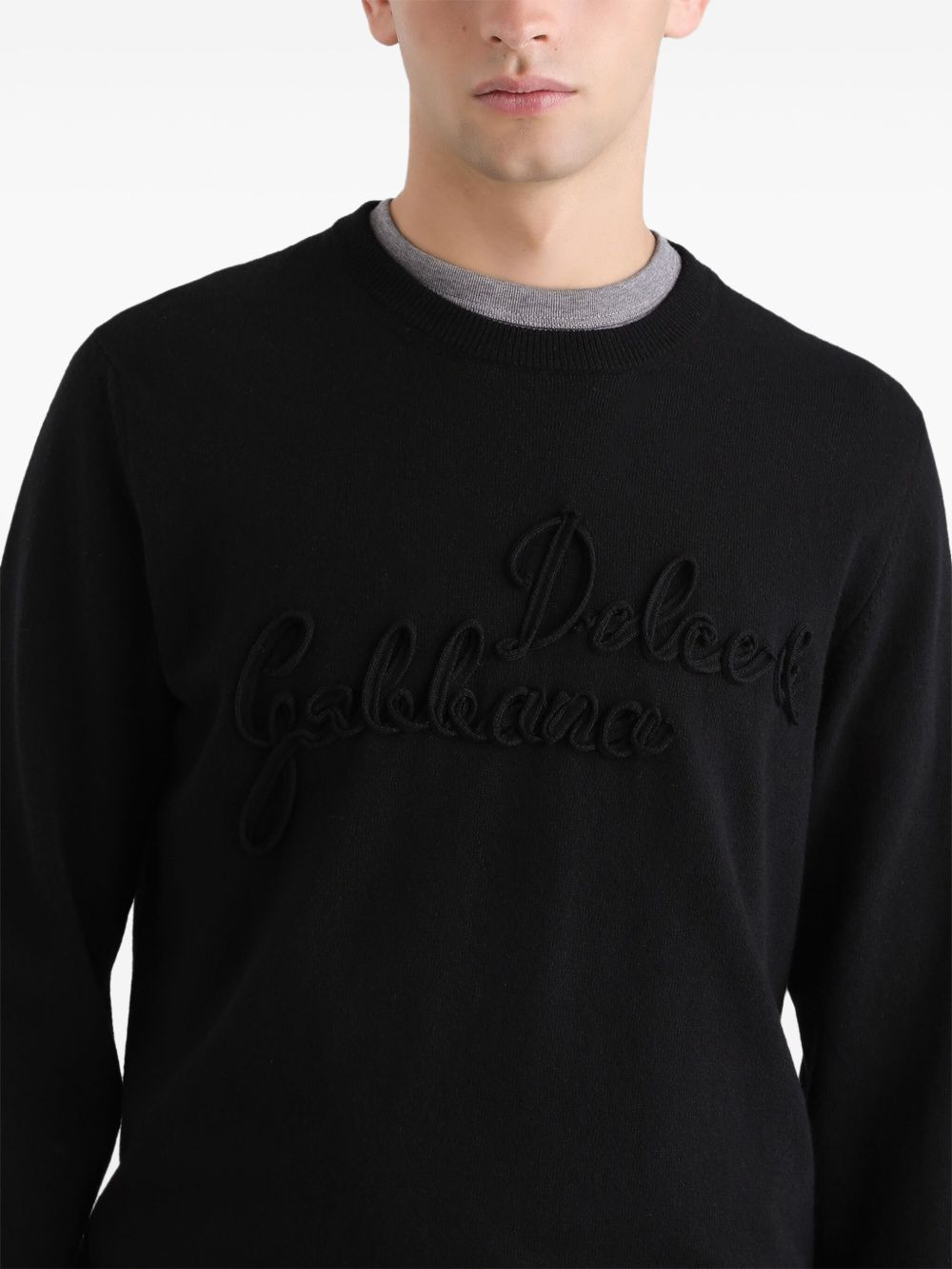 crew-neck logo-embroidered sweater - 3