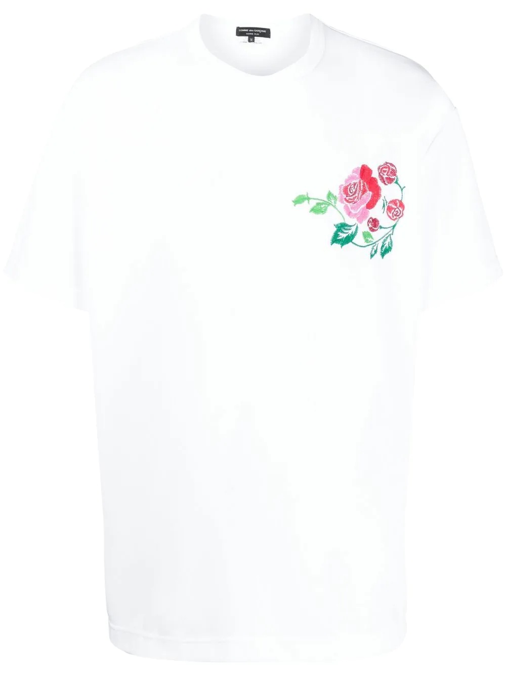 rose-embroidered short-sleeve T-shirt - 1