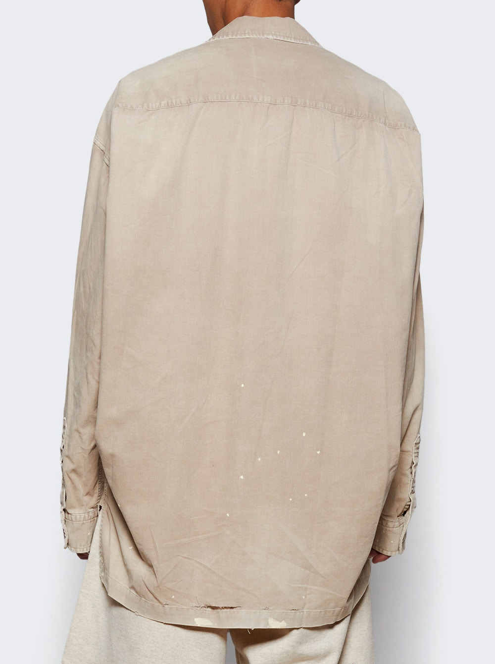 Corduroy Sticker Shirt Beige - 4