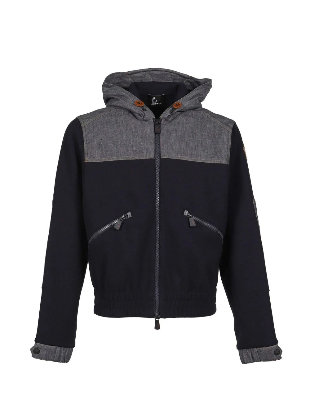 denim-panel fleece jacket - 1