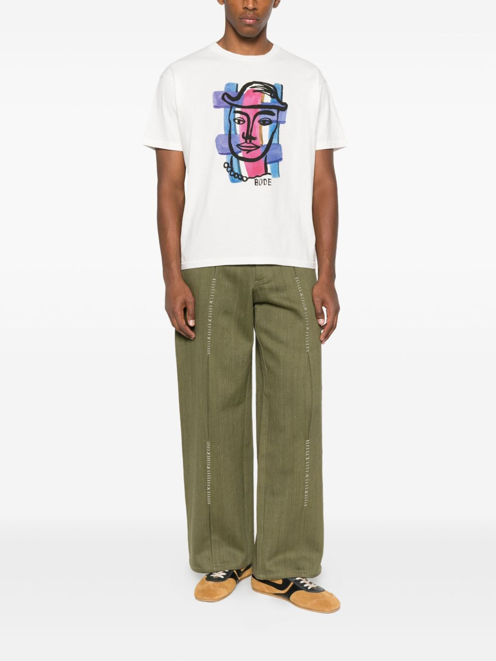 hat-print T-shirt - 2