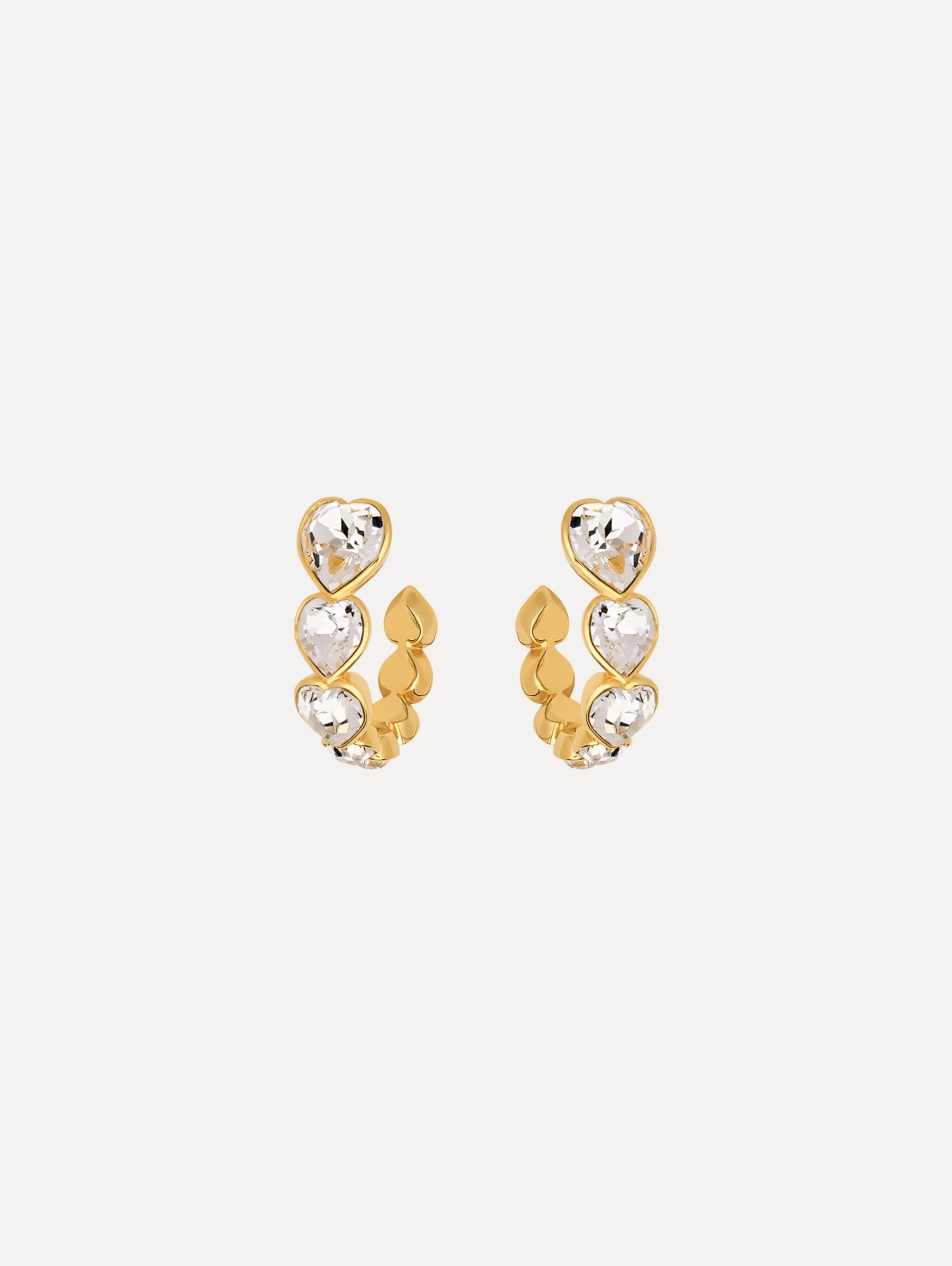 CRYSTAL HEART HOOP EARRINGS - 1