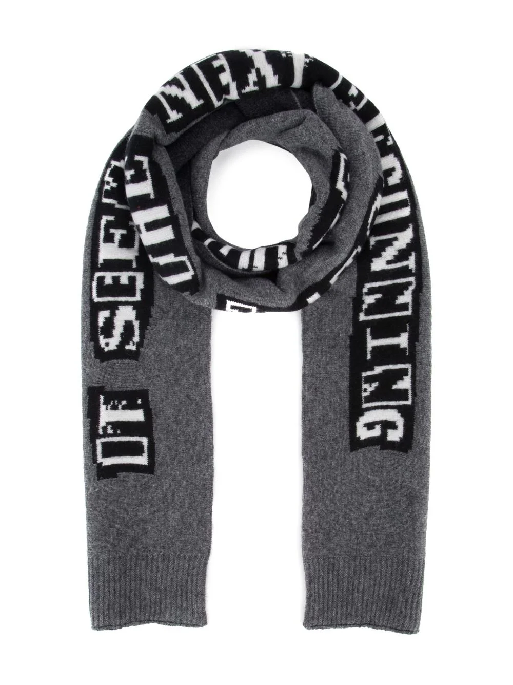 slogan embroidered scarf - 1