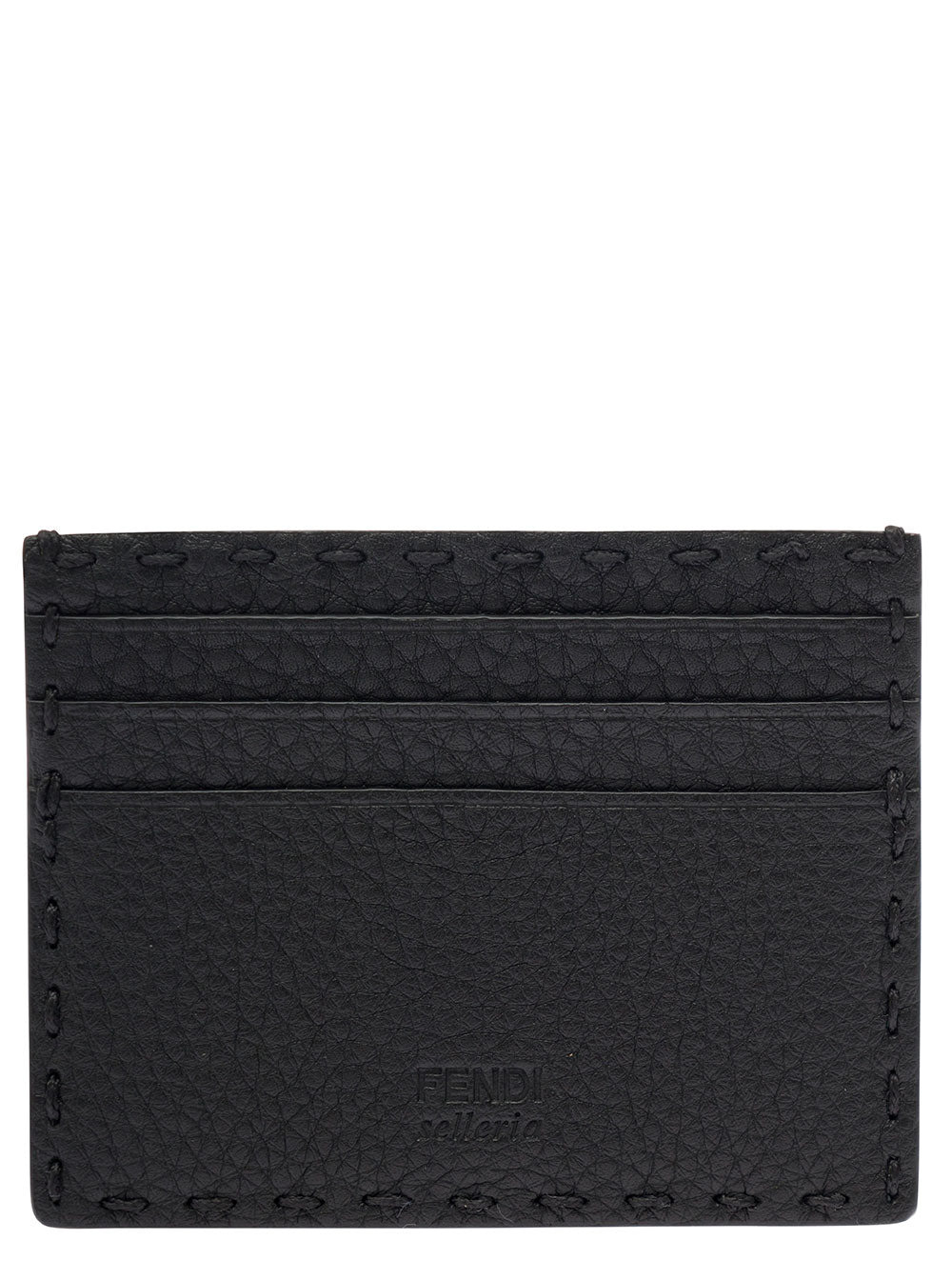 Fendi Men Black Card-Holder With Fendi Lettering In Leather Man - 4
