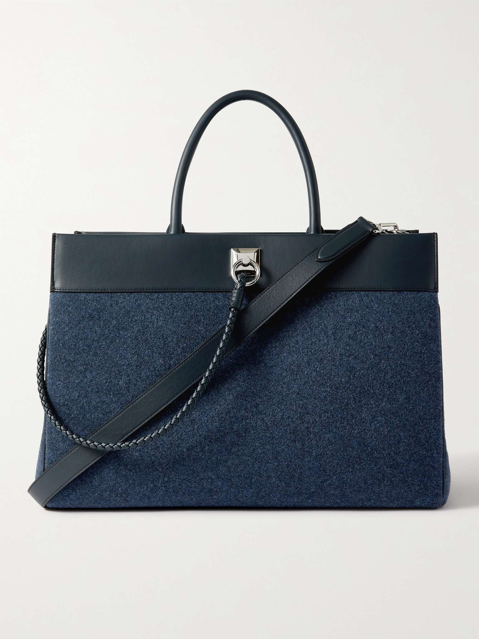 Oversized Iris Leather-Trimmed Felt Weekend Bag - 1