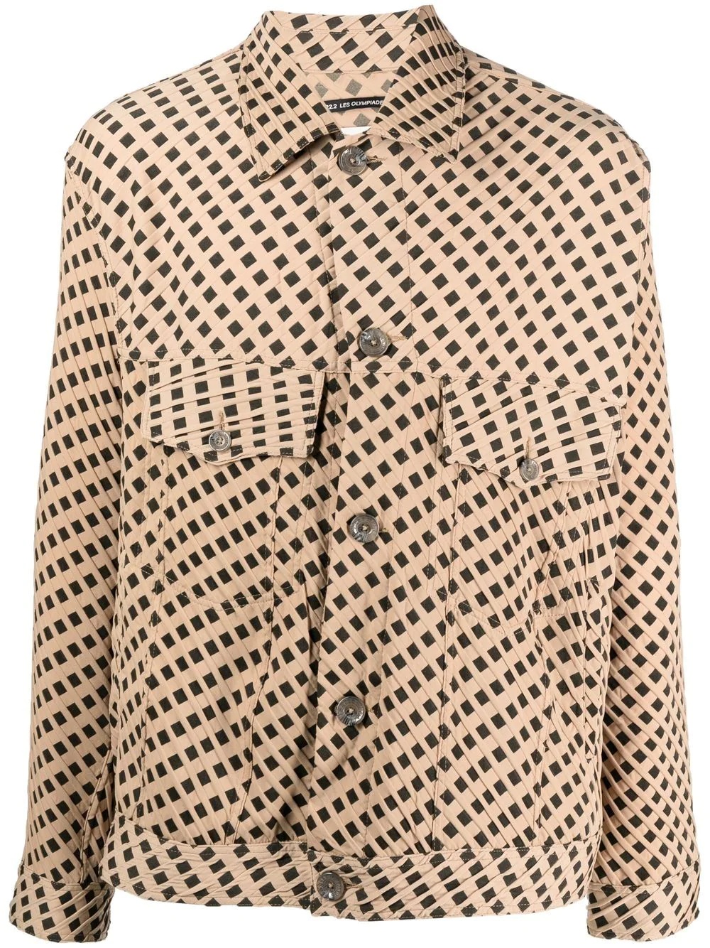 woven-print button-up jacket - 1