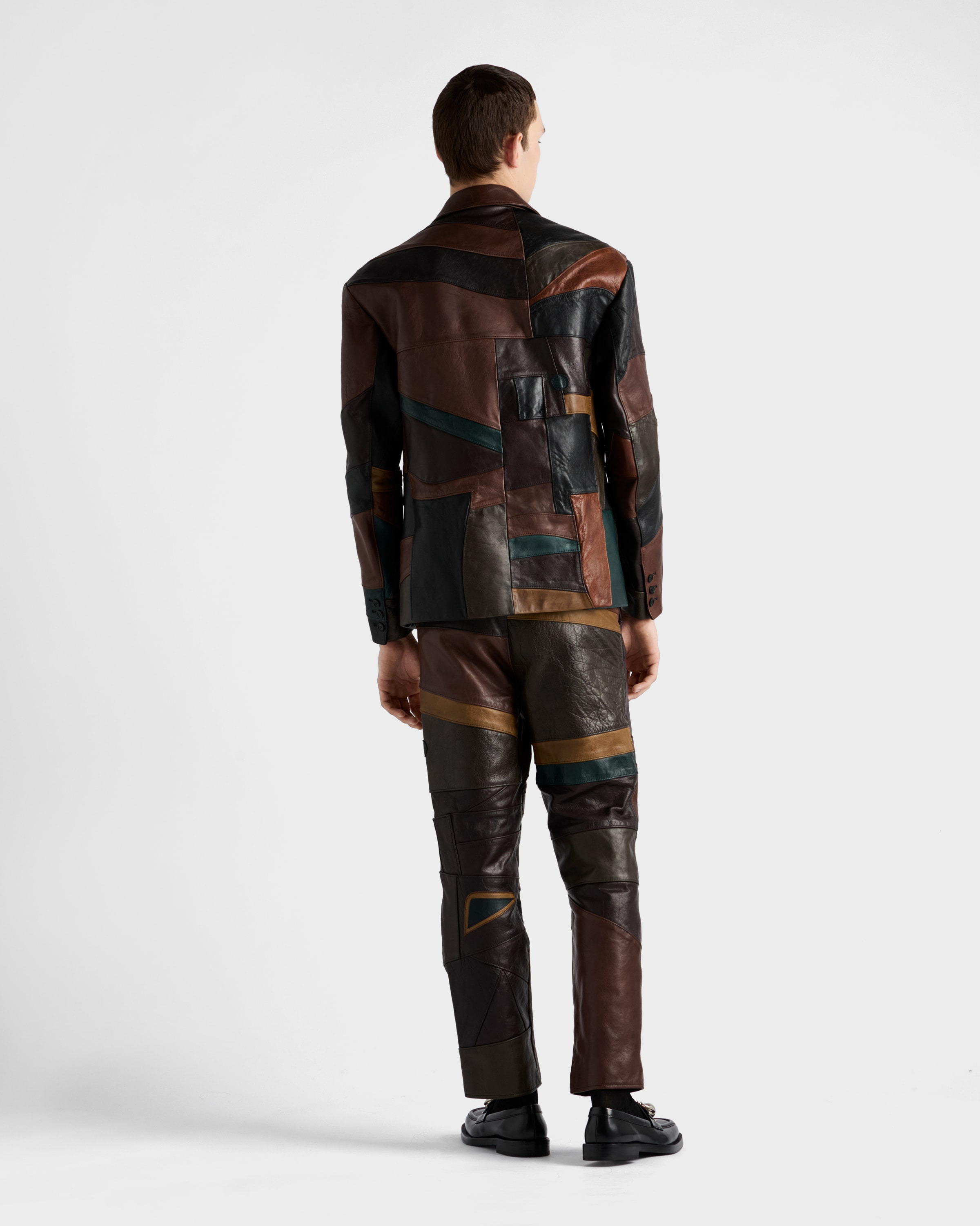 Patchwork leather pants - 5