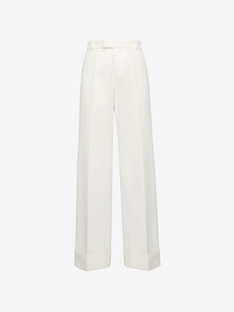Men's Turn-up Baggy Trousers in Optical White 1