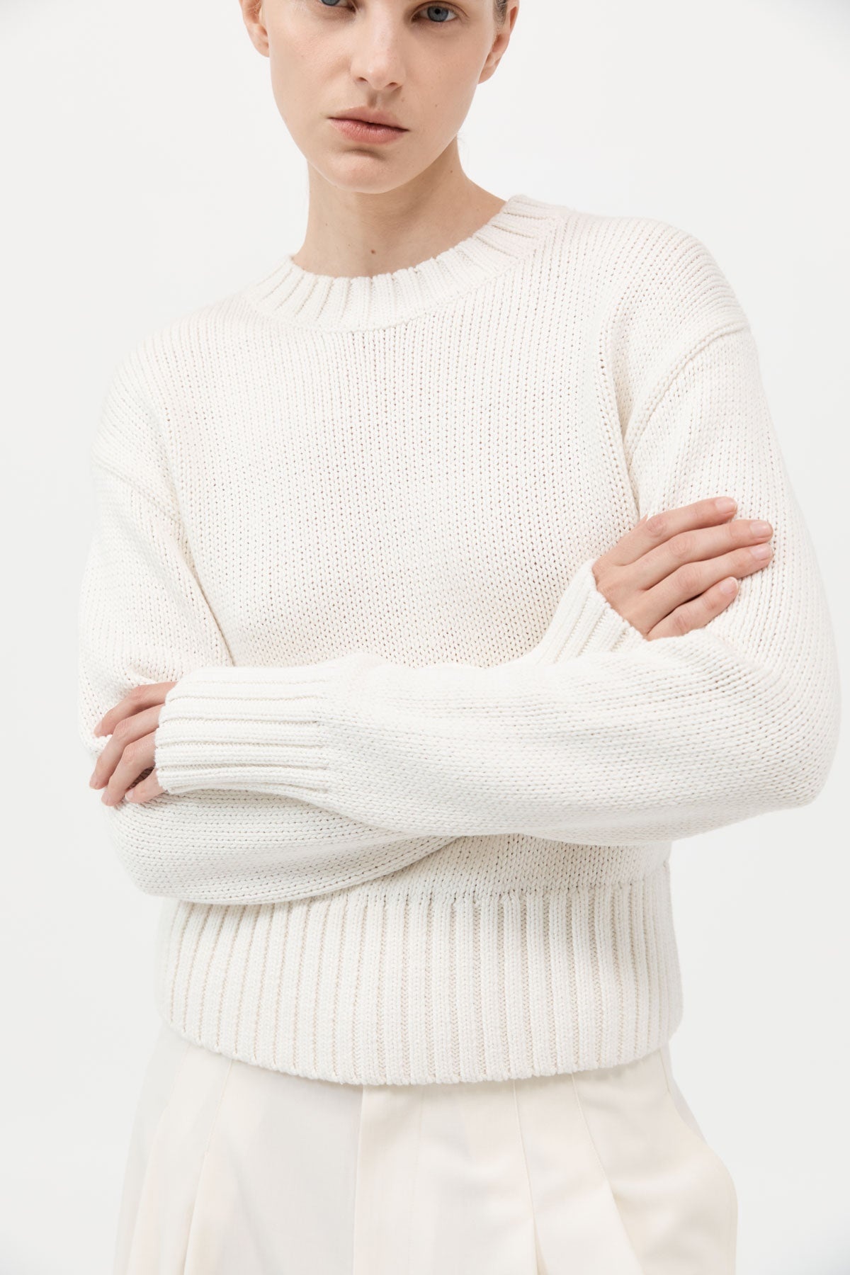 Linen Silk Blend Jumper - Salt - 3
