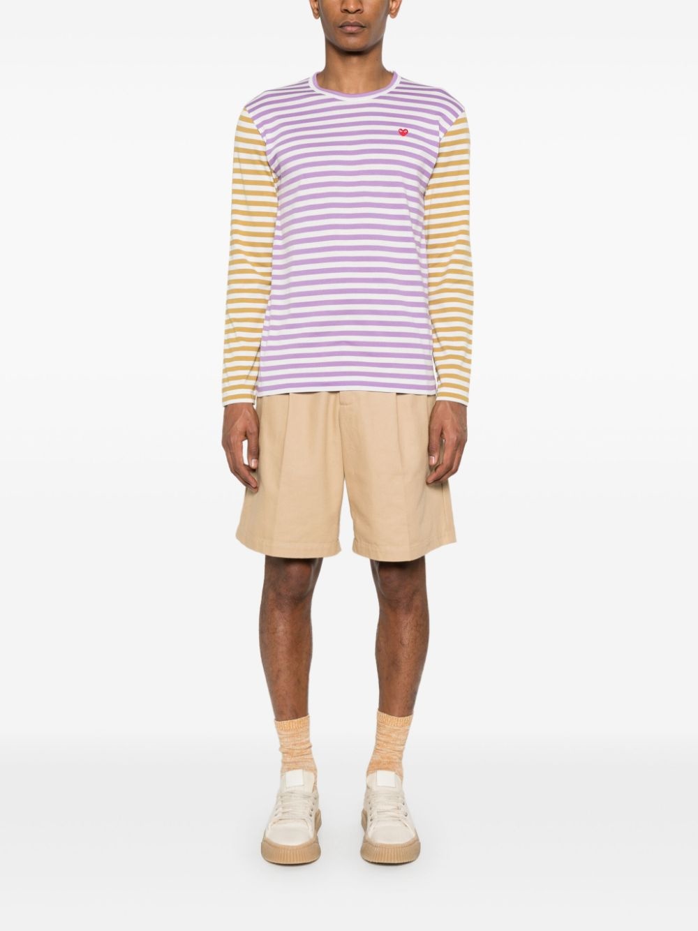 logo-appliqué striped cotton T-shirt - 2