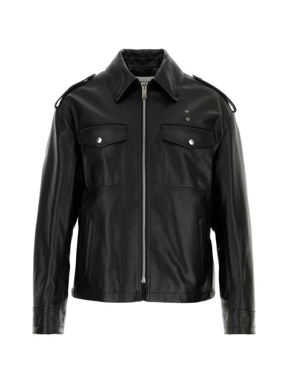 eyelet-detail leather jacket - 1
