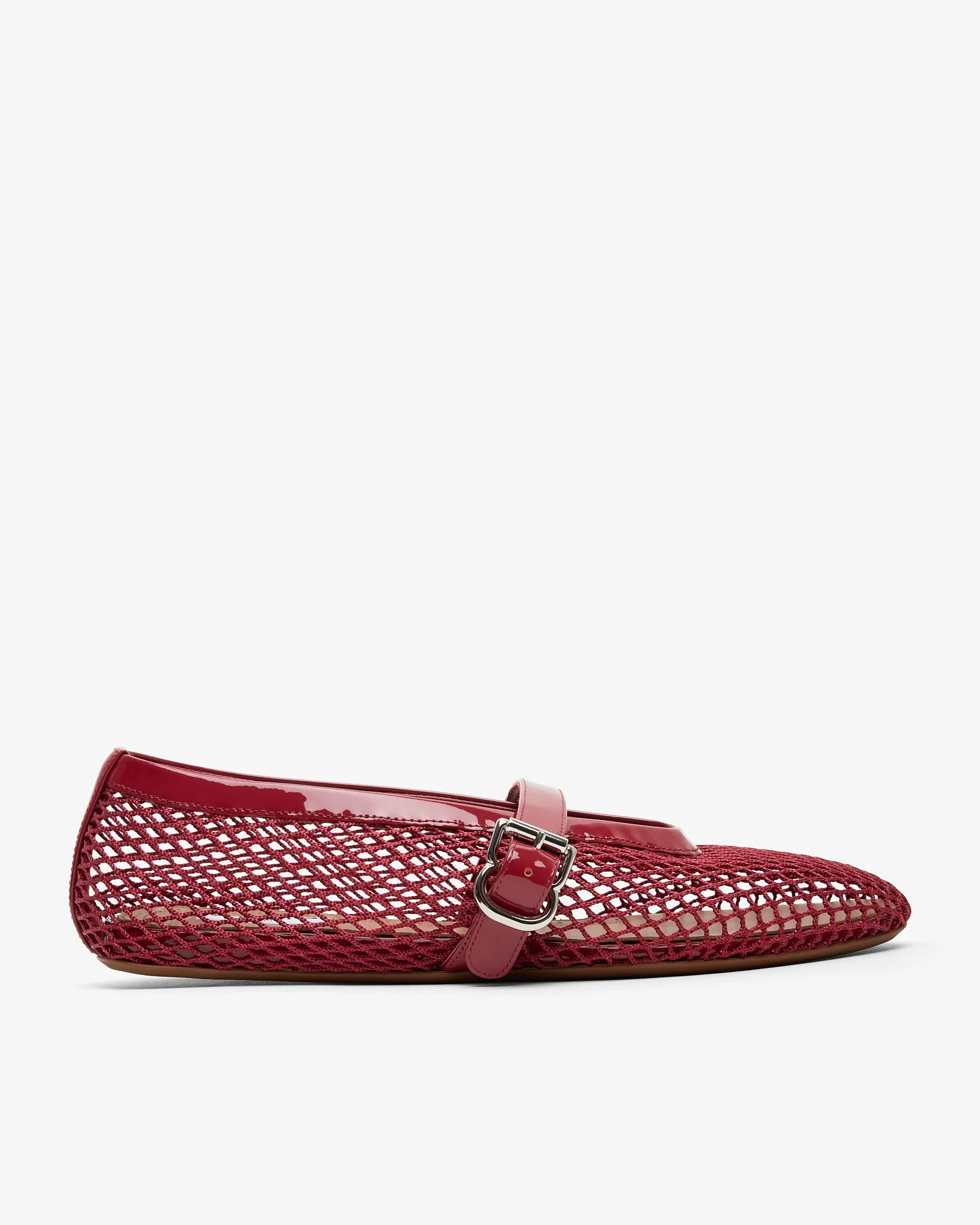 Patent red mesh ballet flats - 1