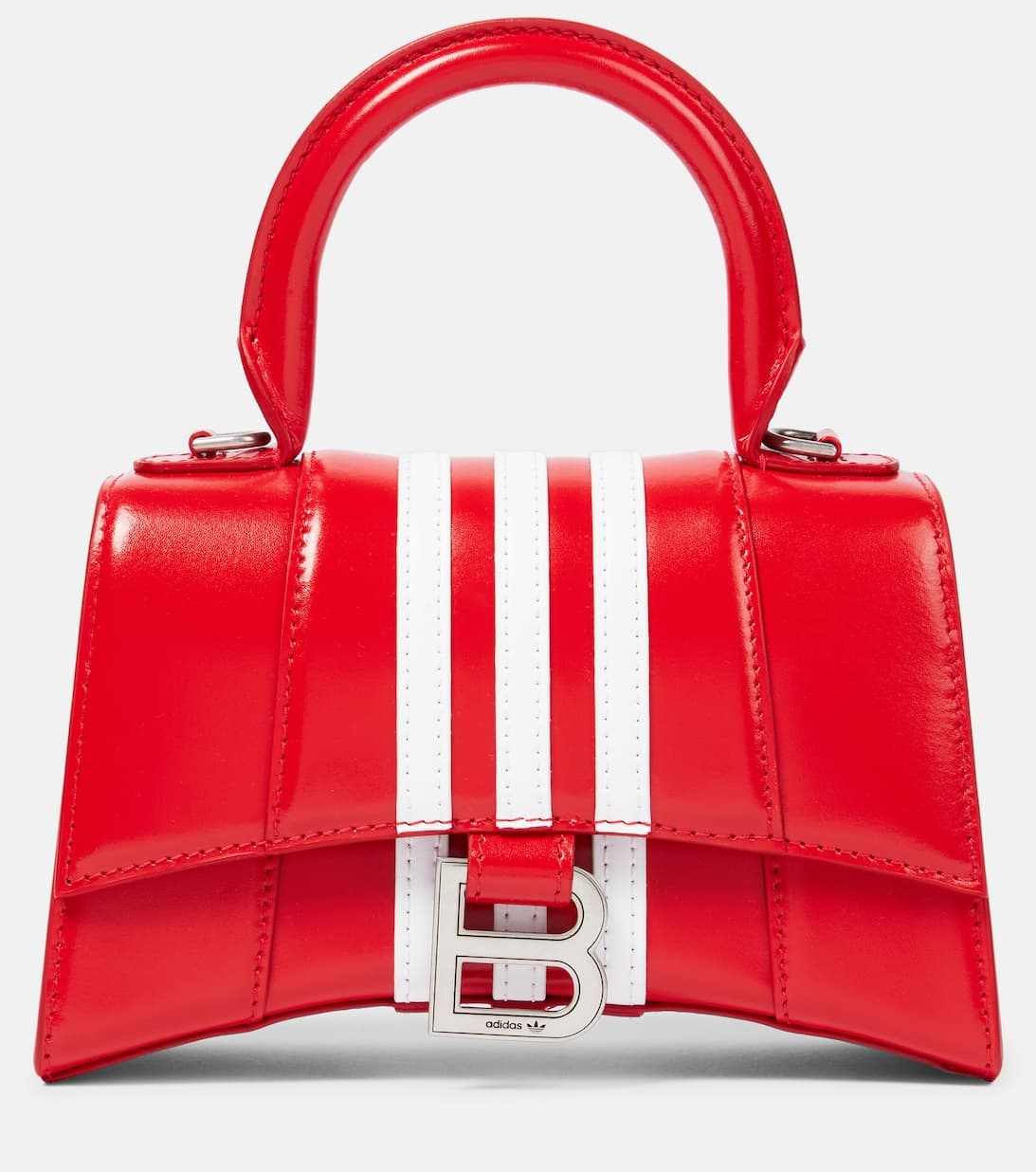 BALENCIAGA BALENCIAGA CROC-EMBOSSED LEATHER RED HOURGLASS BAG EXTRA SMALL