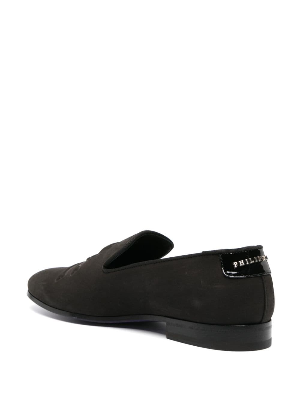 skull-embroidered suede loafers - 3