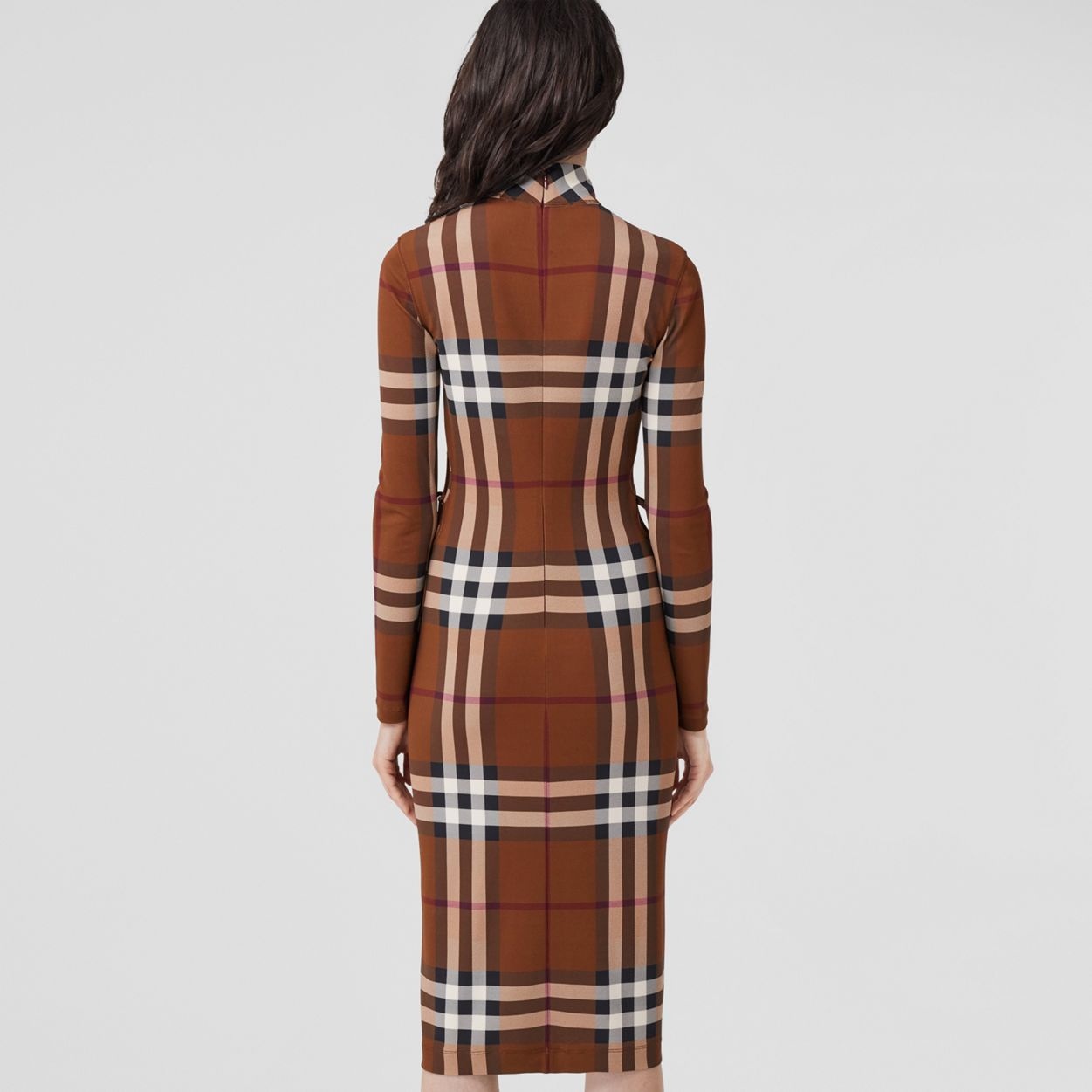 Check Stretch Jersey Side-tie Dress - 4