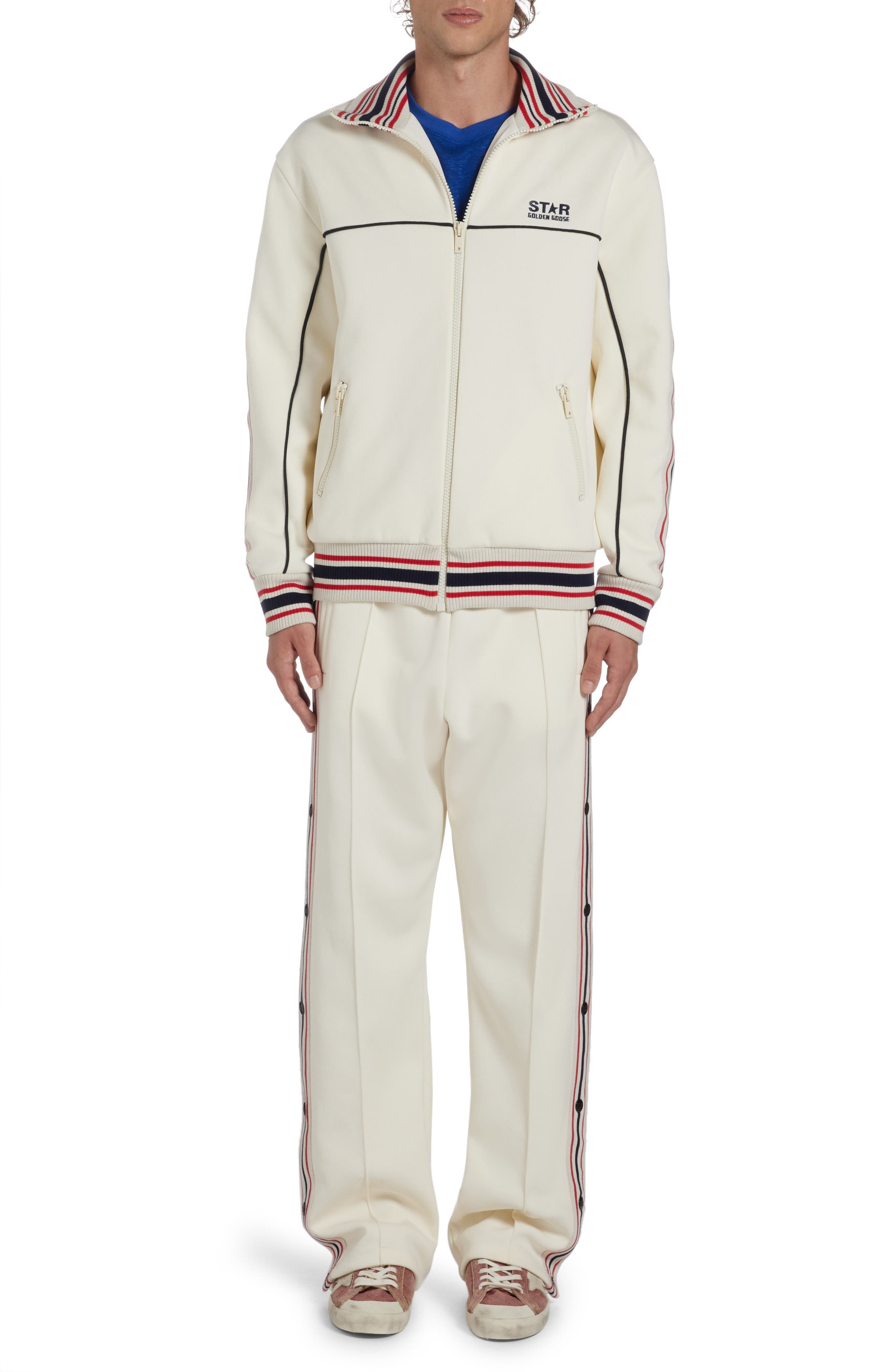 Golden Goose Star Logo Track Jacket in Papyrus/Dark Blue at Nordstrom - 2
