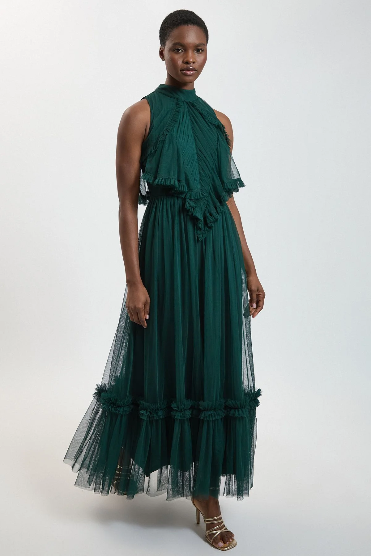 Petite Halterneck Tulle Maxi Dress - 1