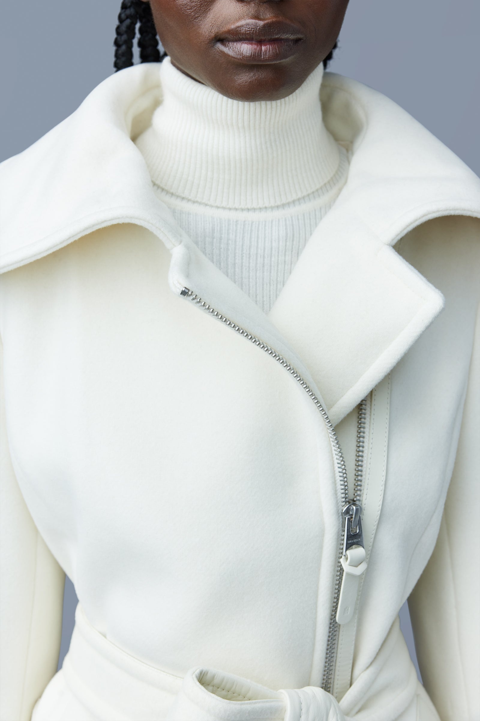 KAMILA double face wool and cashmerel coat with sash belt - 5