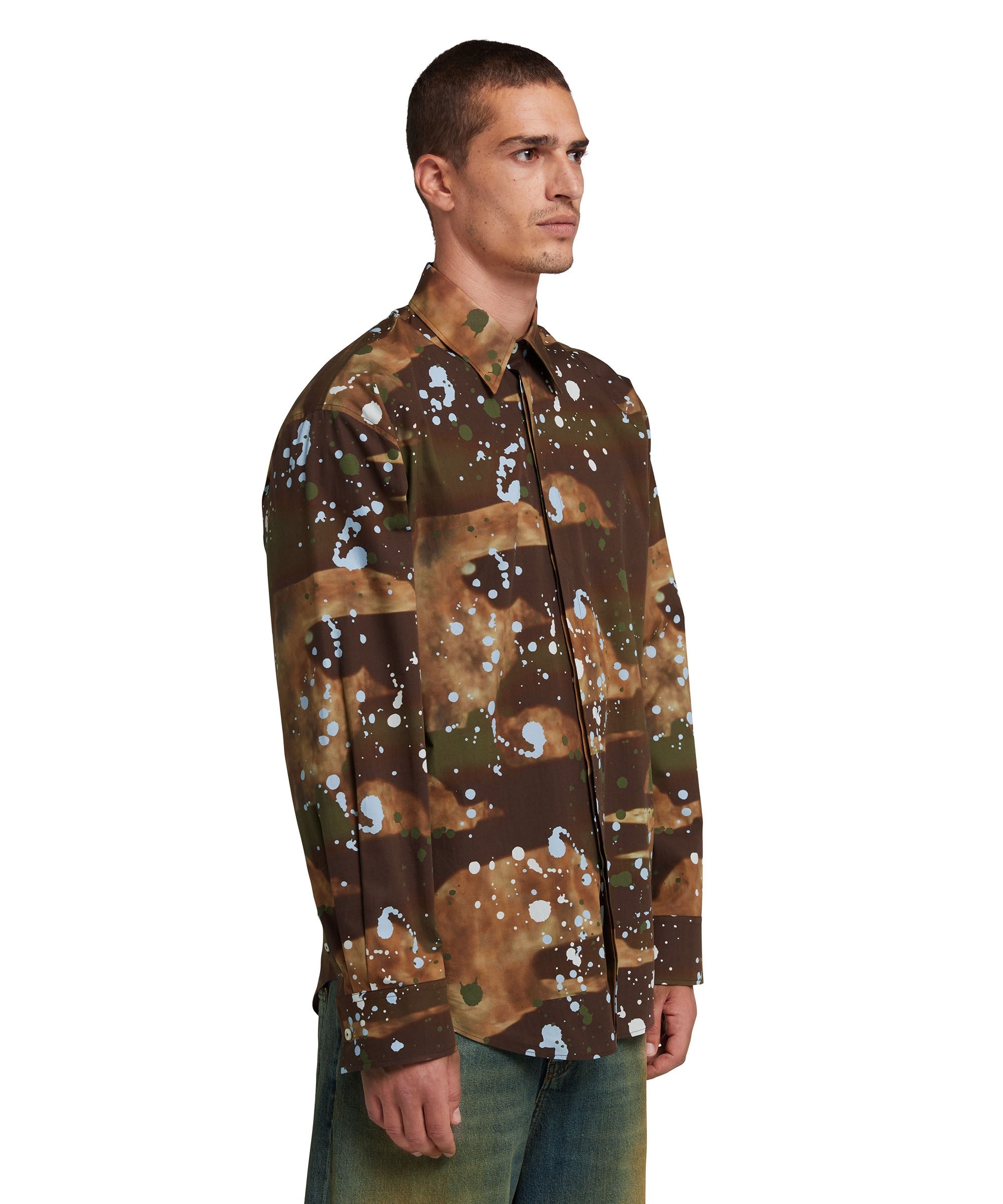 Poplin shirt with "dripping camo" print - 4