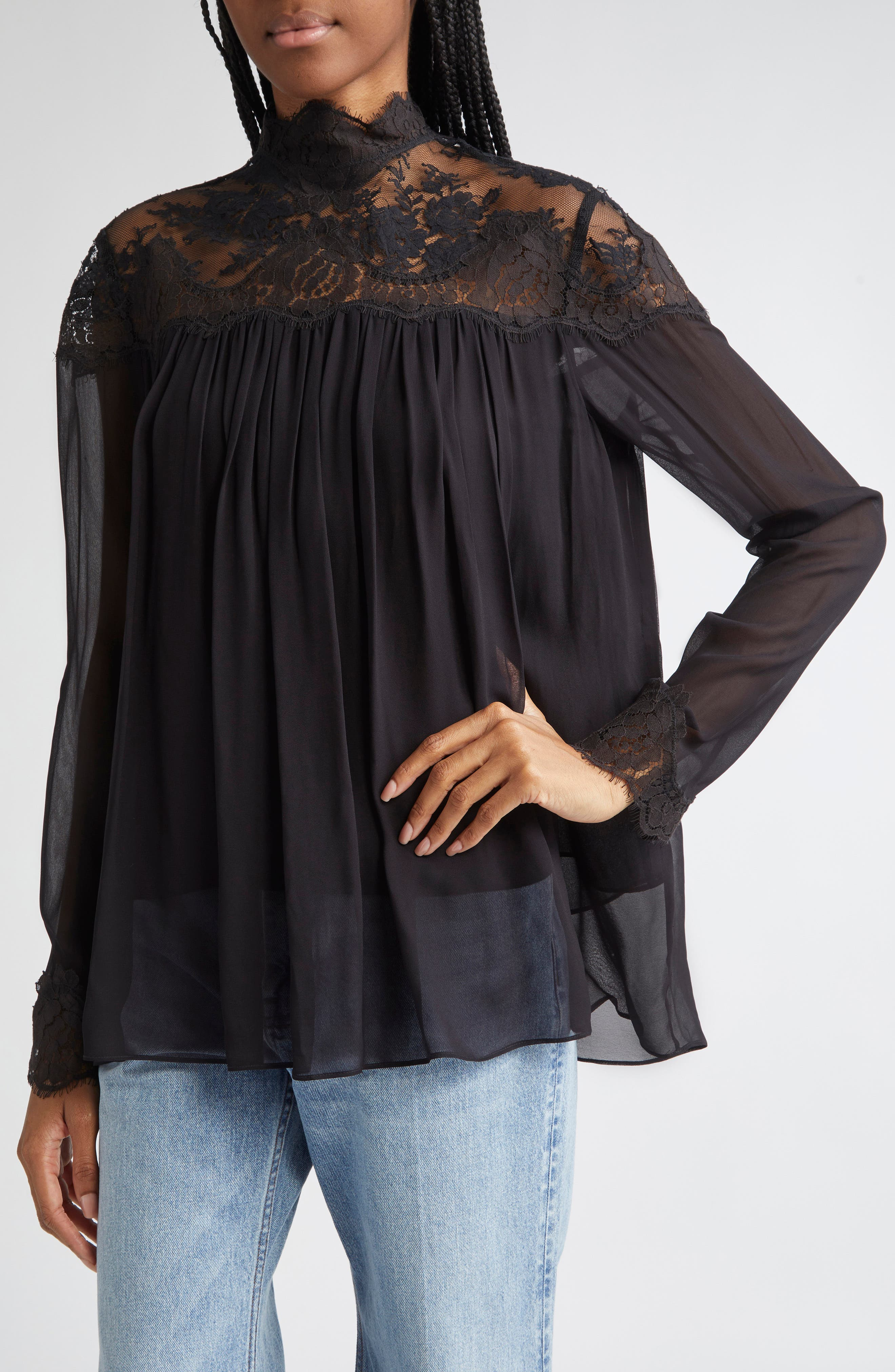 Zimmermann Hypnotic Lace Yoke Top in Black at Nordstrom - 5