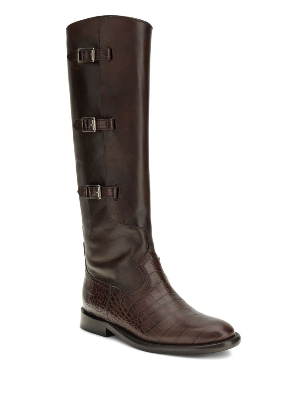 Montana crocodile-embossed buckle boots - 2