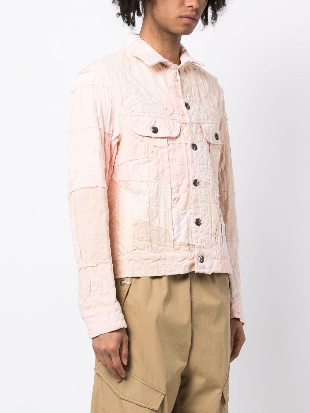 distressed-effect cotton shirt jacket - 3