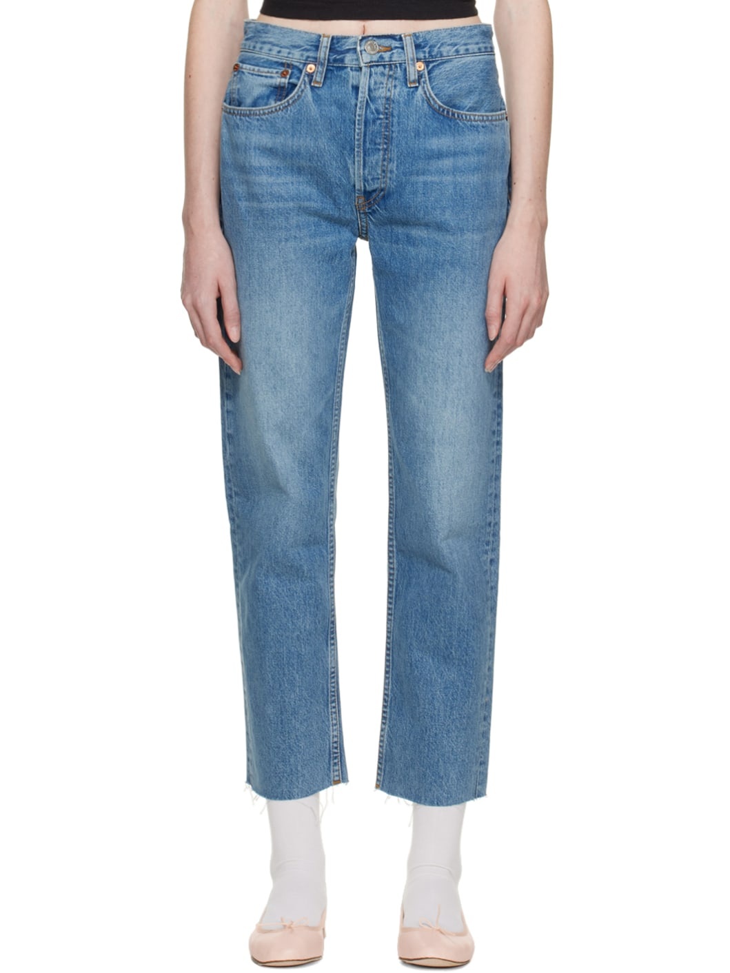 Blue 70s Stove Pipe Jeans - 1
