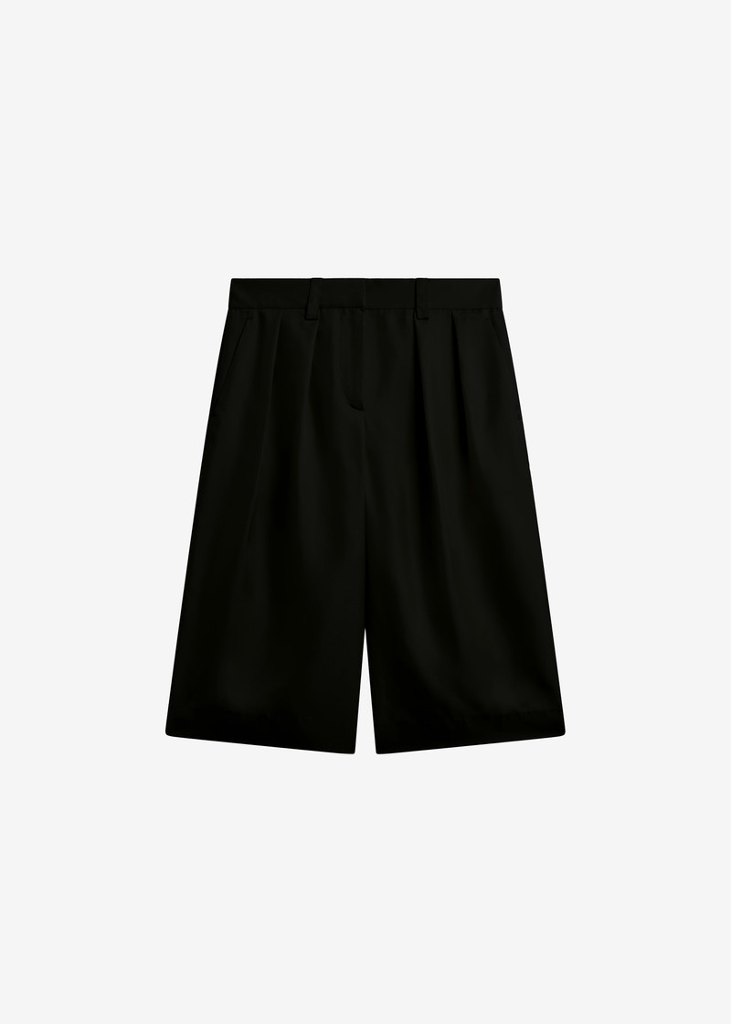 Marfa Pleated Silk Bermuda Shorts - Black 9