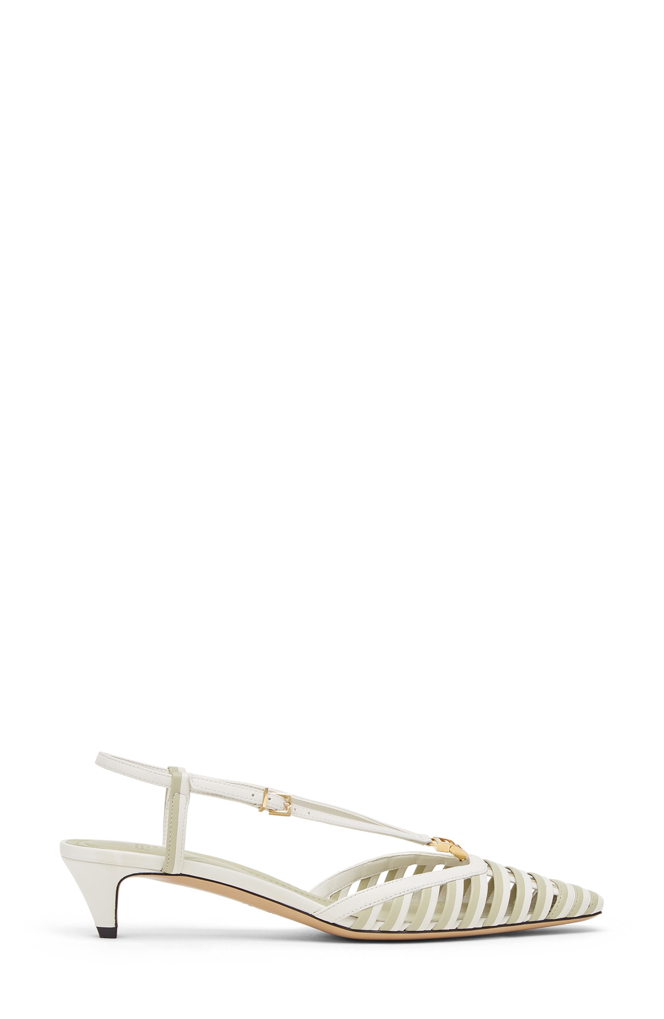 Fendi FFold Slingback Kitten Heel Pump in F1Str Bianco Set/Real Sage at Nordstrom - 2