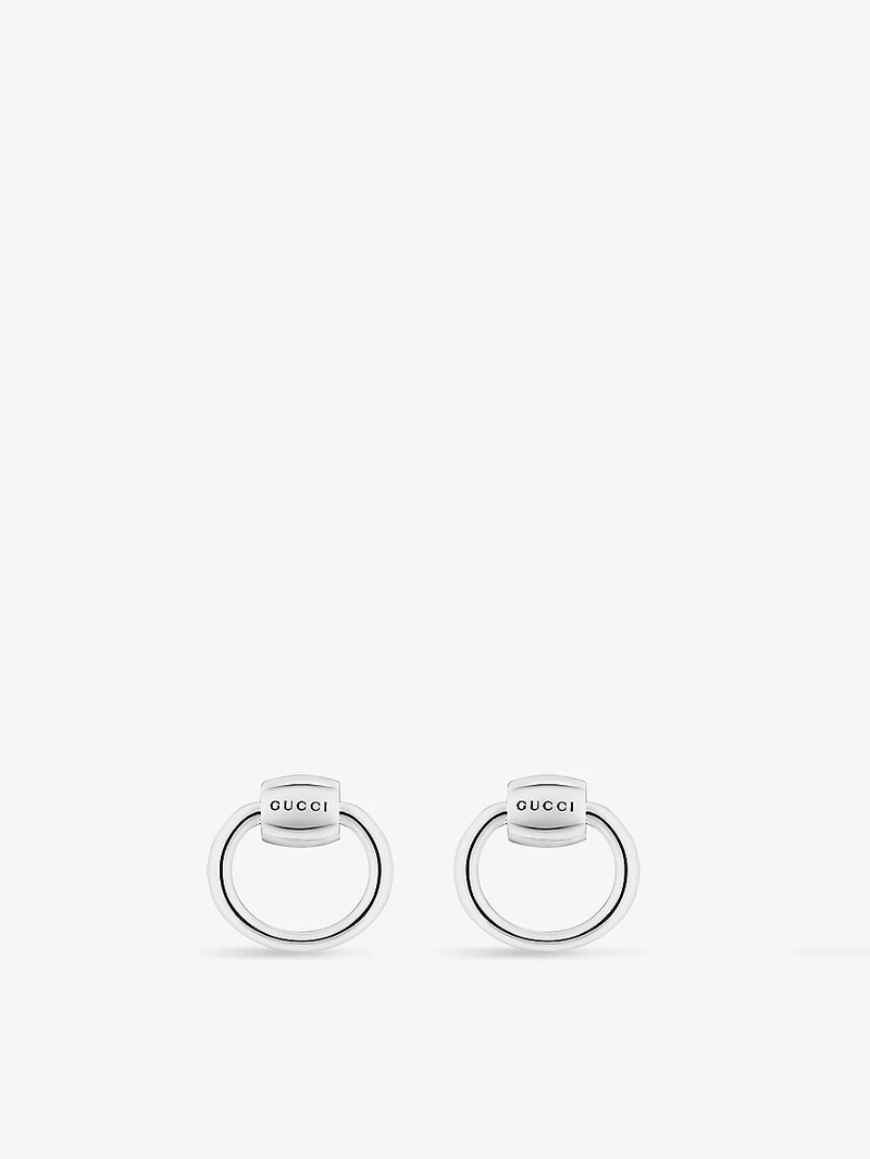 Logo-engraved sterling-silver stud earrings 1
