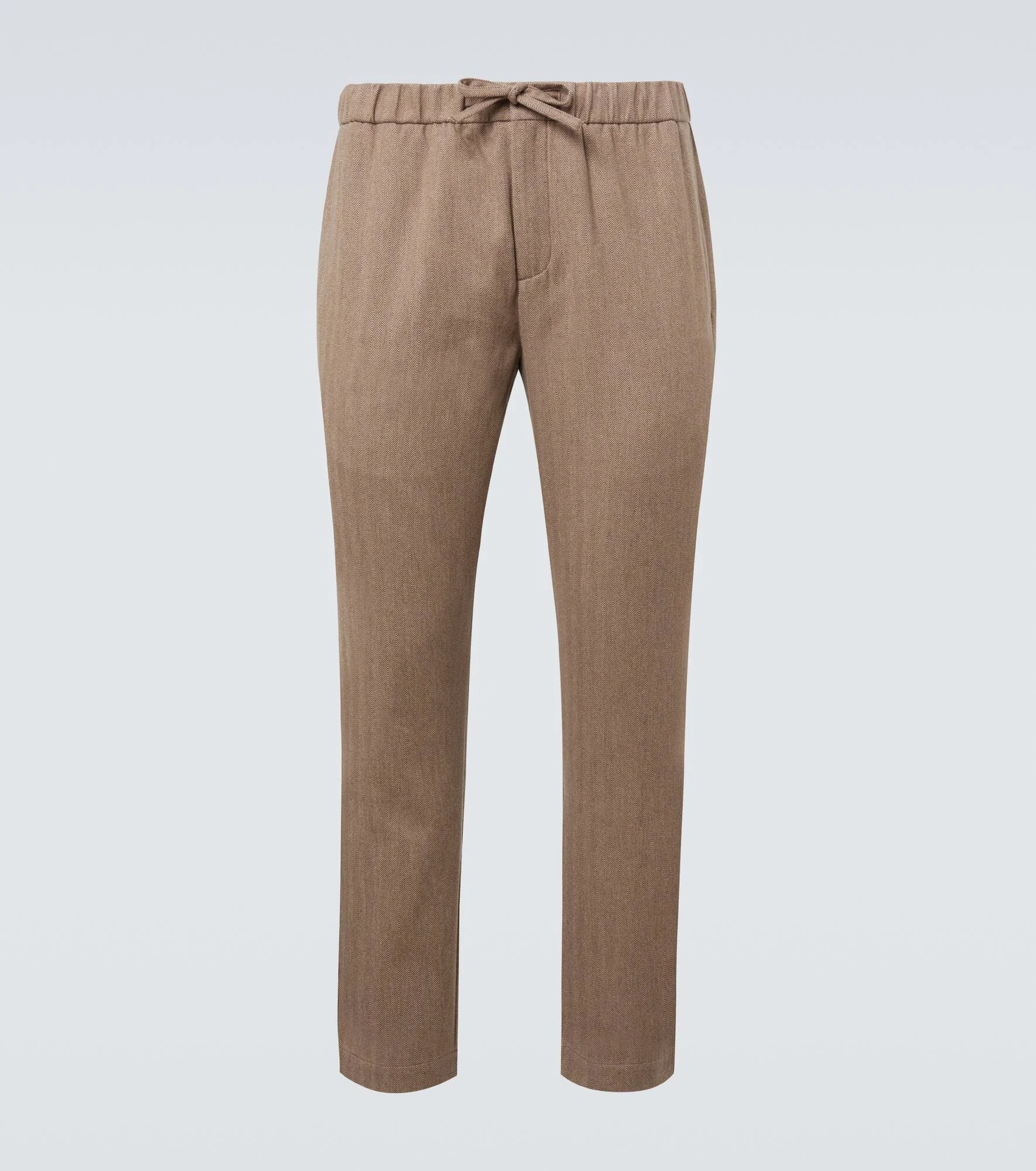 Oscar herringbone cotton-blend straight pants - 1