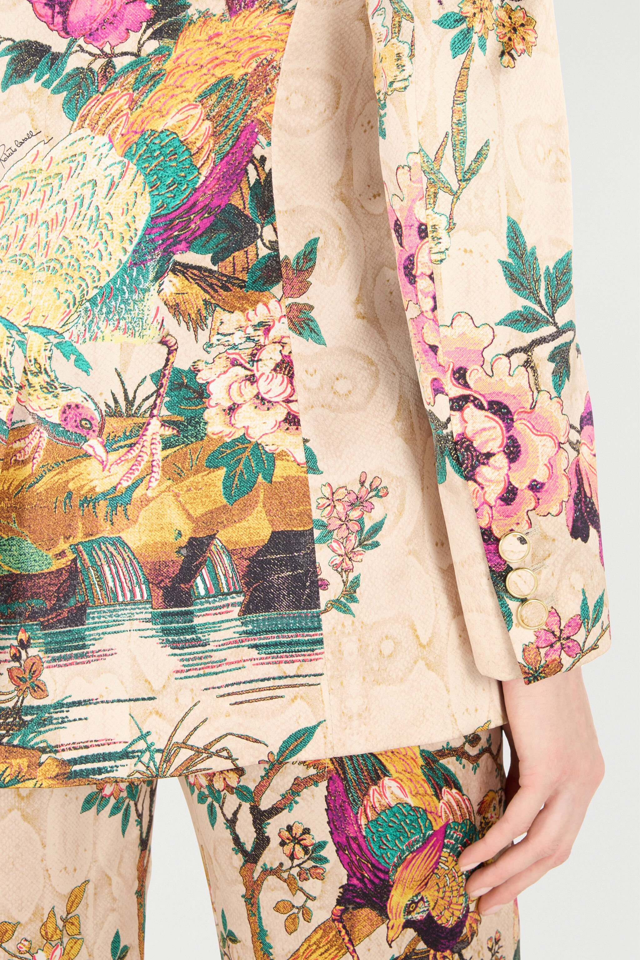 Silk Jacket With Flower And Pheasant Print - 7
