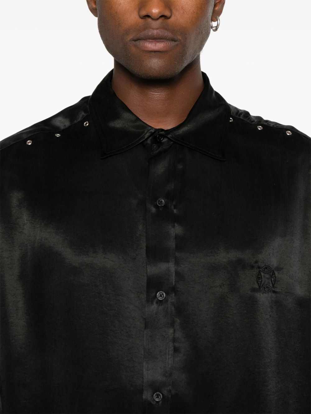 eyelet-detail long-sleeve shirt - 5